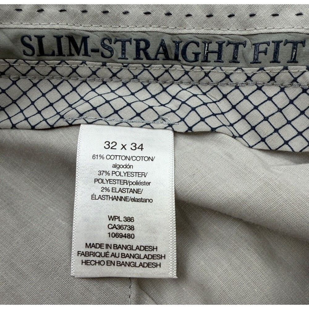 $70 NEW HAGGAR Mens 32x34 Beige Cotton Slim Straight Premium Khaki Chino Pants - Picture 4 of 7